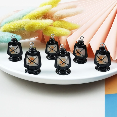 Colgante de Lámpara de Queroseno en Miniatura de Resina Para Hacer Joyas de Bricolaje Llavero Accesorios de Lámpara de Aceite