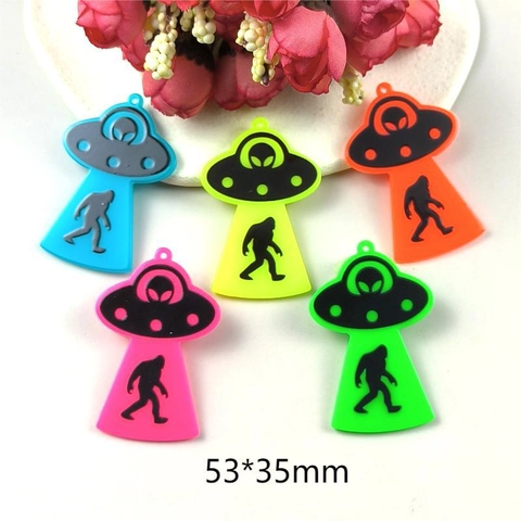 Acrylic UFO Alien Bigfoot Pendants For Jewelry Making Funny Sci-Fi Charms For DIY Earring Necklace Keyring Accessory