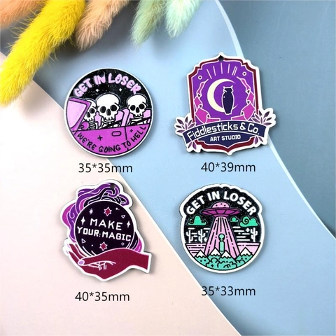 Halloween Acrylic Pendants For DIY Jewelry Alien Cat Skull UFO Crystal Ball Charms For Necklace Keychain Making Unisex