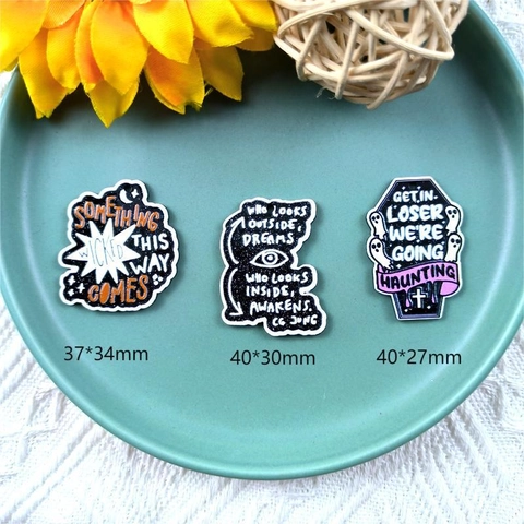 Acrylic Spooky Dark Punk Charms For Jewelry Making Halloween Ghost Coffin Star Moon Jung Quote DIY Pendants Accessories