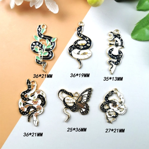 Gothic Halloween Legierung Schlange Anhänger Mit Emaille Schmetterling Schwert Stern Mond Design Für DIY Schmuckherstellung Halskette Zubehör