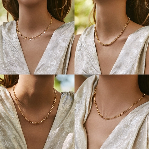 Collar de Cobre Chapado en Oro para Mujer Minimalista Chic Choker Apilable Cadena Simple Accesorio de Joyería Versátil