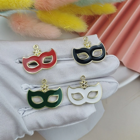 Alloy Enamel Masquerade Mask Charms For Jewelry Making DIY Earrings Necklaces Craft Pendants For Carnival Halloween Party Women Accessories