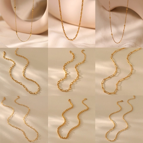 Collar de Cobre Chapado en Oro para Mujer Minimalista Chic Choker Apilable Cadena Simple Accesorio de Joyería Versátil