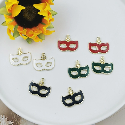 Alloy Enamel Masquerade Mask Charms For Jewelry Making DIY Earrings Necklaces Craft Pendants For Carnival Halloween Party Women Accessories