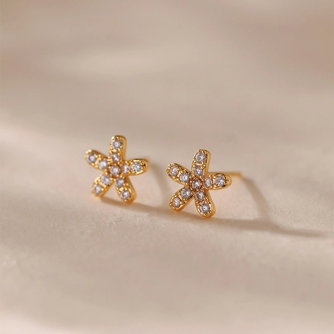 Kupfer Vergoldet Zirkonia Ohrstecker Für Damen Exquisite Buchstabe H Biene Stern Blume Geometrisch Mode Schmuck Zubehör
