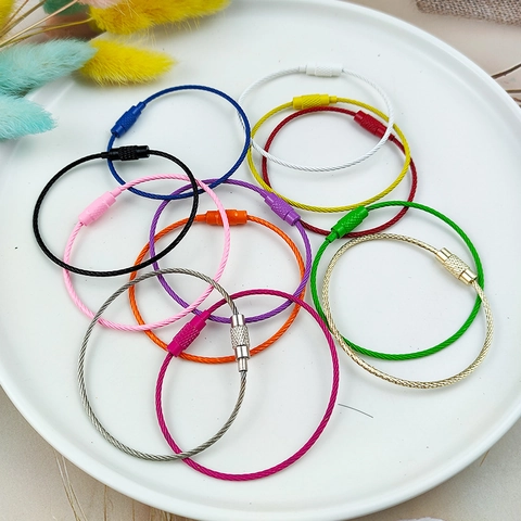 Bunt Beschichtete Metalldraht Schlüsselanhänger Für DIY Schmuckherstellung Gepäckanhänger Kabelschlüsselring Schraubverschluss Schmuck