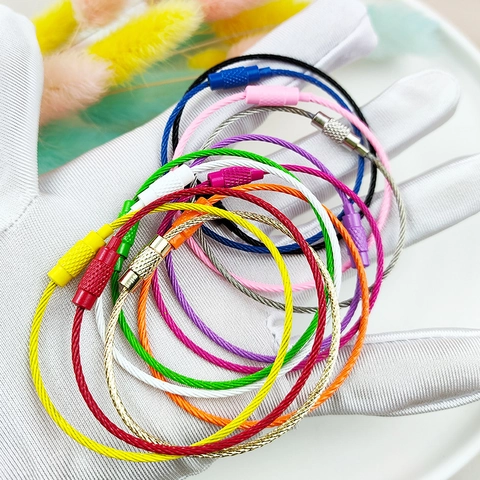 Bunt Beschichtete Metalldraht Schlüsselanhänger Für DIY Schmuckherstellung Gepäckanhänger Kabelschlüsselring Schraubverschluss Schmuck