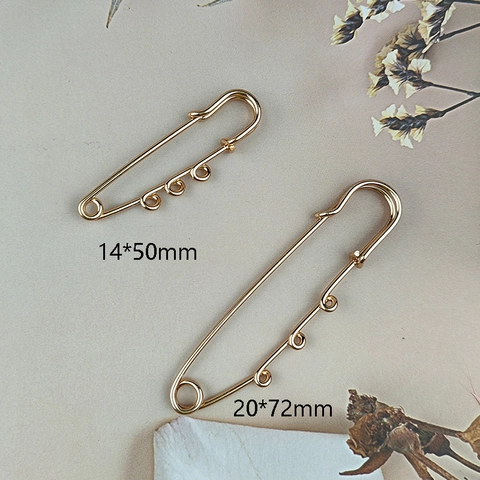 Vintage Gold Alloy Safety Pin Brooch Base With Loops For DIY Jewelry Making Findings Handcrafted Craft Accessory For Women