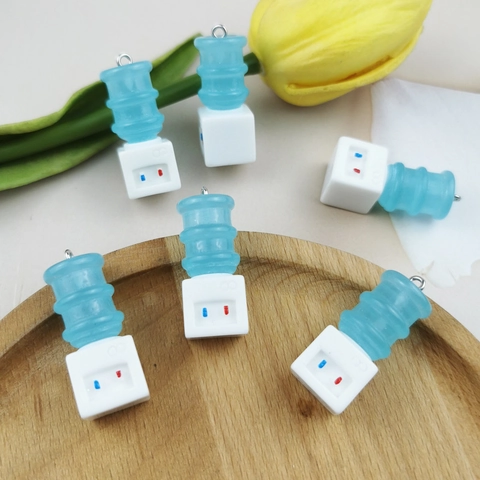Miniature 3D Water Dispenser Charm For DIY Crafting Jewelry Making Phone Case Keychain Decoration Drip Oil Metal Pendant