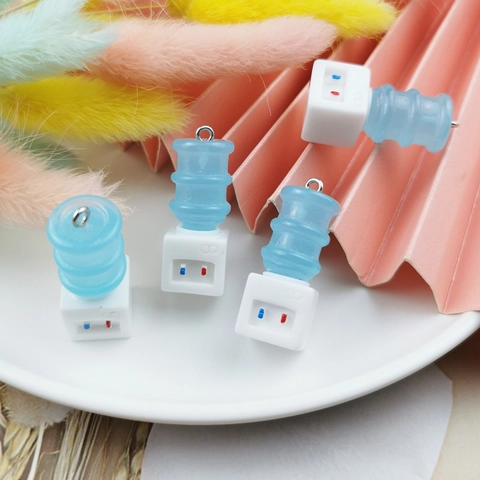 Miniature 3D Water Dispenser Charm For DIY Crafting Jewelry Making Phone Case Keychain Decoration Drip Oil Metal Pendant