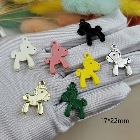 Alloy Drip Oil Horse Charms For DIY Jewelry Making Cartoon Candy Color Rocking Horse Pendants Handmade Jewelry Accessories