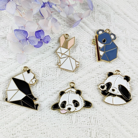 Cartoon Dier Legering Emaille Hangers DIY Sieraden Accessoires Panda Koala Konijn Charms Voor Sleutelhanger Ketting Armband Maken