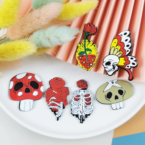 Halloween Gotische Acryl Schedel Paddestoel Vlinder Roos Bloem DIY Hangers Voor Oorbellen Sieraden Maken Bedrukte Accessoires