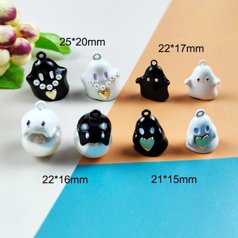 Lindos Dijes de Fantasma de Halloween de Esmalte para Fabricación de Joyas DIY Colgante de Corazón de Perla Artificial para Collar Arete