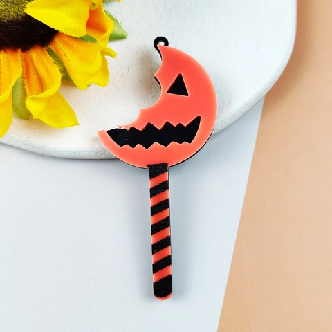 Halloween Pumpkin Lollipop Acrylic Pendant Fun Jack-o-lantern Striped Charm For DIY Earrings Keychain Jewelry Making Accessory