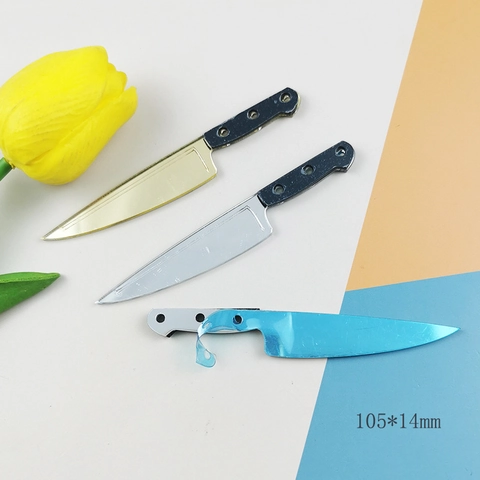 Halloween Mirror Acrylic Chef Knife Charms For DIY Earring Keychain Jewelry Making Mirror Gold Silver Novelty Jewelry Accessory
