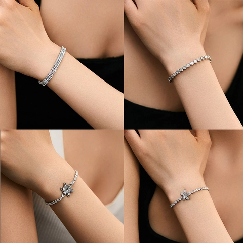 Women Fashion Copper Zirconia Tennis Bracelet Elegant Flower Butterfly Inlaid Crystal Bracelet Luxury Commute Jewelry