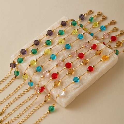 French Retro Heart Shape Faceted Bead Jewelry 18K Gold Plated Copper Necklace Bracelet Fashion Jewelry For Women