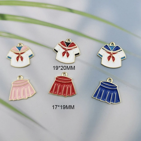 Kawaii Japanese Style School Uniform JK Seifuku Shirt And Pleated Skirt Alloy Enamel Drip Oil Charms For DIY Jewelry Making