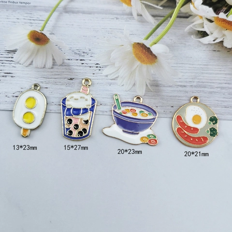 Miniature Food DIY Alloy Jewelry Accessories Cute Drip Oil Enamel Charms For Necklace Keychain Ice Cream Milk Tea Pendant