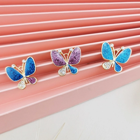 Alloy Rhinestone Butterfly Charms For Jewelry Making DIY Earrings Necklace Pendants With Enamel Drip Glitter Butterfly Accessory