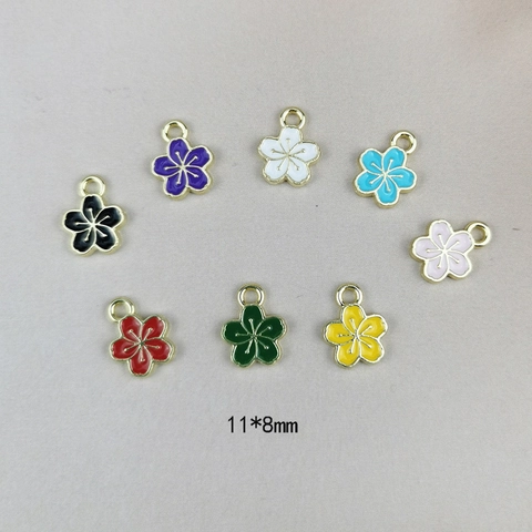 Alloy Drip Oil Five Petal Flower Charms Pendants Korean Style Enamel Floral DIY Jewelry Accessories For Bracelet Necklace
