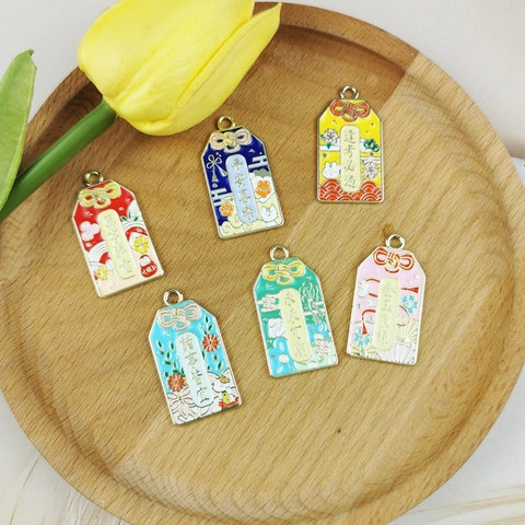 Alloy Omamori Enamel Charms For Jewelry Making Lucky Fortune Blessing Tags Chinese Style Pendant For Necklace DIY Accessories