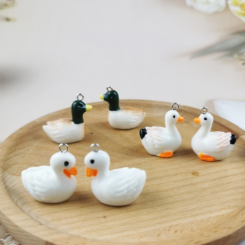 Simulation Duck Mandarin Duck Charms Metal Animal Pendants For DIY Jewelry Making Keychain Accessories Hand Painted Craft Charms