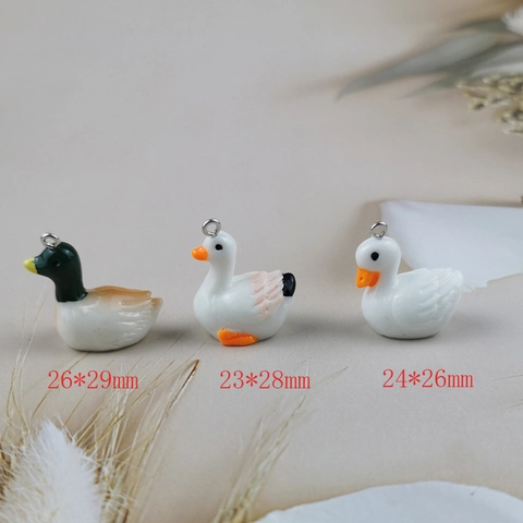 Simulation Duck Mandarin Duck Charms Metal Animal Pendants For DIY Jewelry Making Keychain Accessories Hand Painted Craft Charms