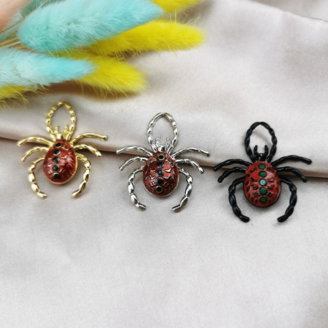Colgantes de Araña de Aleación y Esmalte de Halloween Dijes de Forma de Insecto Gótico para Creación de Joyas DIY Fiesta Halloween