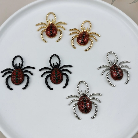 Colgantes de Araña de Aleación y Esmalte de Halloween Dijes de Forma de Insecto Gótico para Creación de Joyas DIY Fiesta Halloween