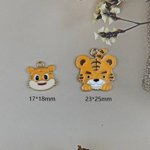 Pendentifs en Alliage d'Émail de Tigre de Dessin Animé Charms d'Huile de Goutte d'Animal pour Fabrication de Bijoux Collier