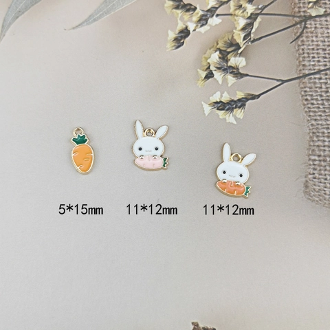 Enamel Alloy Rabbit Carrot Charms Cute Bunny Animal Vegetable Pendants DIY Jewelry Making Supplies For Earrings Necklaces Handcrafted Accessories