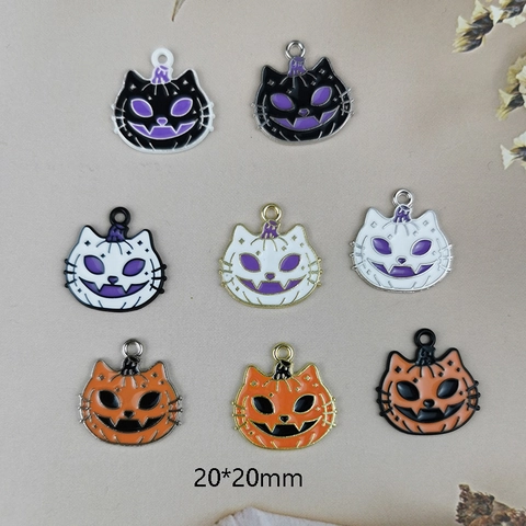 Cartoon Alloy Pumpkin Cat Face Pendant Charms Halloween Drip Oil Enamel DIY Jewelry Making Findings For Earring Necklace Craft Accessories