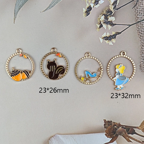 Alloy Enamel Cartoon Pendant Only Without Chain Hollow Out Squirrel Acorn Fairy Tale Style DIY Jewelry Making Charms