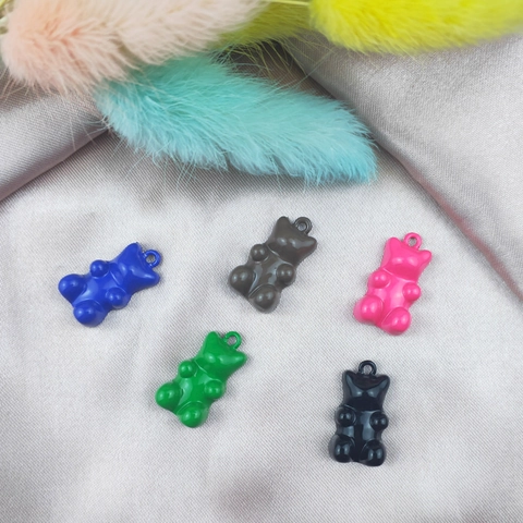 Alloy Enamel Cartoon Gummy Bear Pendants Colorful 3D Candy Bear Charms For DIY Earrings Necklace Jewelry Making Accessories