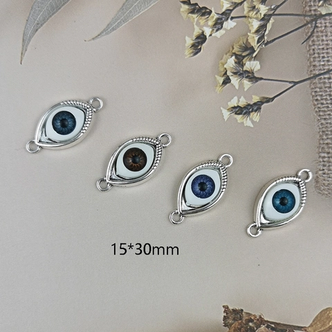 Vintage Alloy Evil Eye Connector Charms Artificial Pearl Detail Double Loop DIY Earring Necklace Jewelry Making Findings