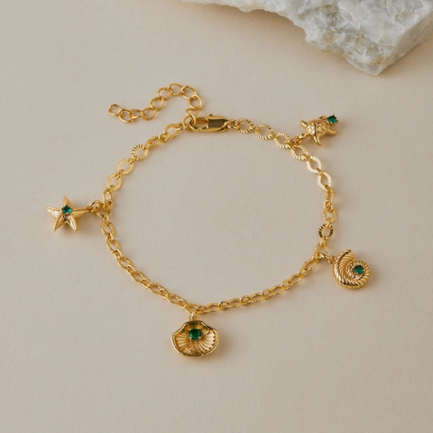 18K Verguld Koperen Oceaan Enkelbandje Schelp Zeester Zeeschildpad Dolfijn Multicolor Zirkoon Sieraden Zomer Strand Beenketting
