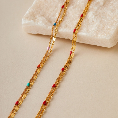 Cavigliera a Doppio Strato in Perline di Turchese Boho per Donna Gioielli da Piede in Rame Placcato Oro con Ciondoli a Conchiglia Stella Cuore Strass Regalo per Spiaggia Vacanza
