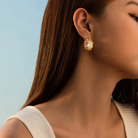 Fashion 18K Gold Plated Copper Zirconia Stud Earrings For Women Light Luxury Geometric Heart Star Square Drop Earrings Jewelry