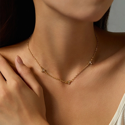 18K Gold Plated Brass Zirconia Butterfly Pendant Necklace For Women Elegant Minimalist Jewelry Fashion Accessories Gift