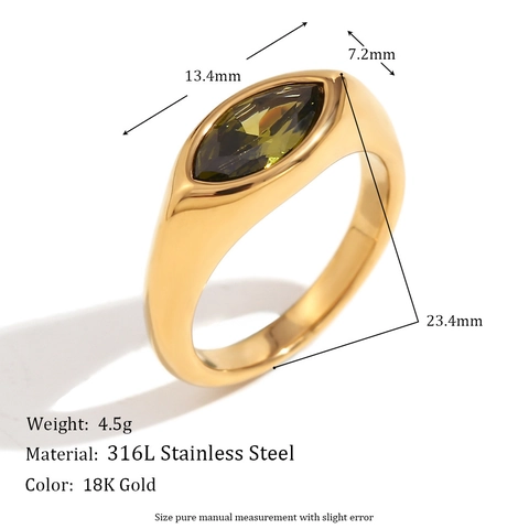 Vintage 18K Gold Plated Stainless Steel Ring Heart Marquise Rhinestone Bubble Dome Ring For Women Fashion Jewelry Gift