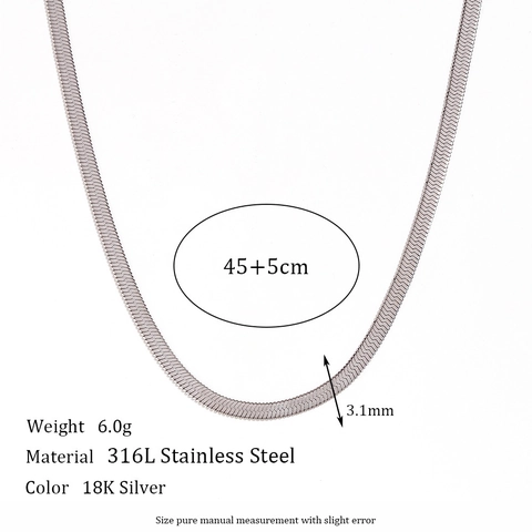Minimalist 18K Gold Plated Stainless Steel Herringbone Snake Flat Chain Necklace Bracelet Anklet Belly Chain Women Jewelry