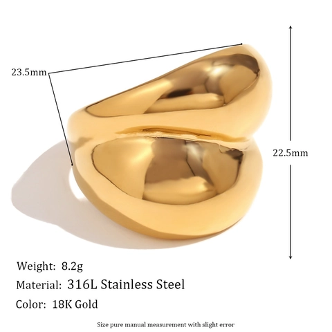 18K Gold Plated Stainless Steel Rings Women North Star Flower Double Layer Zirconia Minimalist Geometric Finger Jewelry