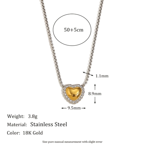 Stainless Steel Heart Stud Earrings 18K Gold Plated Twist Border Pendant Necklace Elegant Minimalist Jewelry For Women