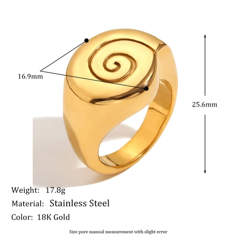 Elegant Stainless Steel Ring For Women 18K Gold Plated Zirconia Floral Spiral Knot Shell Engraved Fashion Jewelry