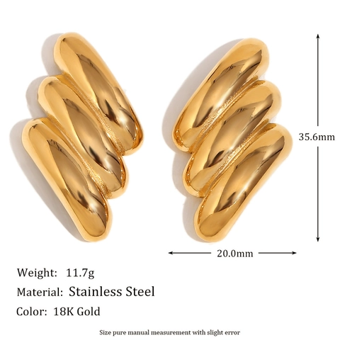 Vintage Stainless Steel 18K Gold Plated Stud Earrings For Women Bow Twist Oval Geometric Rhinestone Earrings Fashion Jewelry