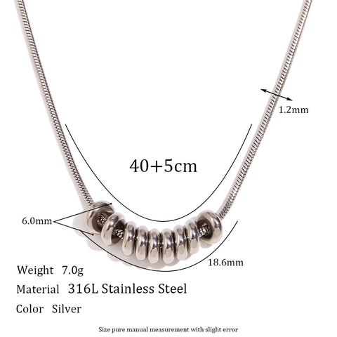 Minimalist 316L Stainless Steel Ring Pendant Necklace For Women 18K Gold Plated Snake Chain Fashion Geometric Neck Jewelry