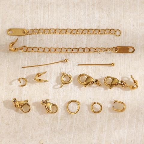 Accesorios de Joyería de Acero Inoxidable Cierre de Langosta Anillas de Salto Cadenas de Extensión Alfileres DIY Fabricación Joyas